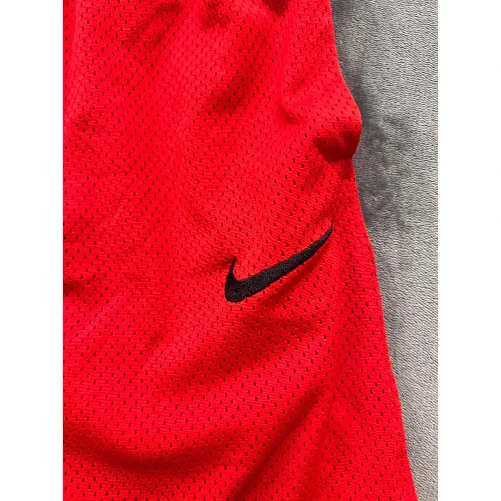 Nike Basketball Shorts‎ Boys Small Red Dri-FIT Mesh Athletic Gym Striped Trim